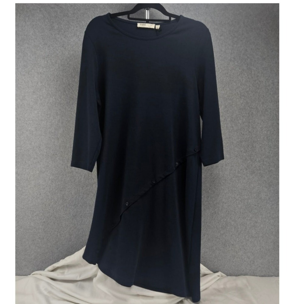Pure by Ulla Popken Eco Cotton Cross Seam Long Sleeve Dress Womans Size 12/14
